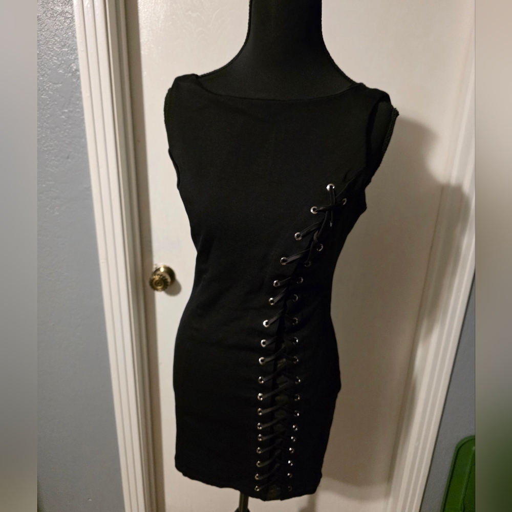 Bebe Black Bodycon Mini Dress Size M - Picture 1 of 6